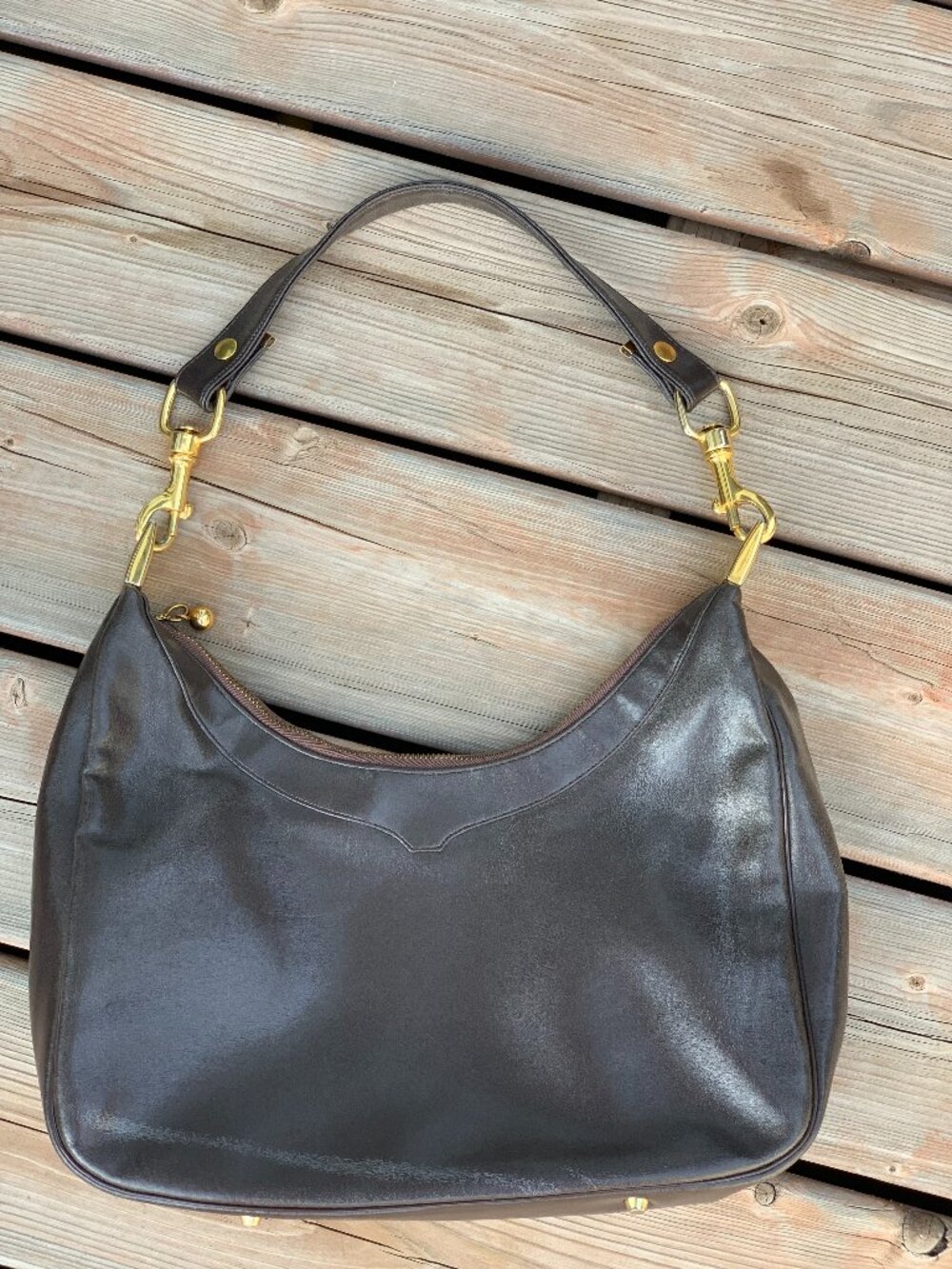Vintage 90s Koret Shoulder Bag Handbag Purse Brown Faux Vegan Leather Minimalist